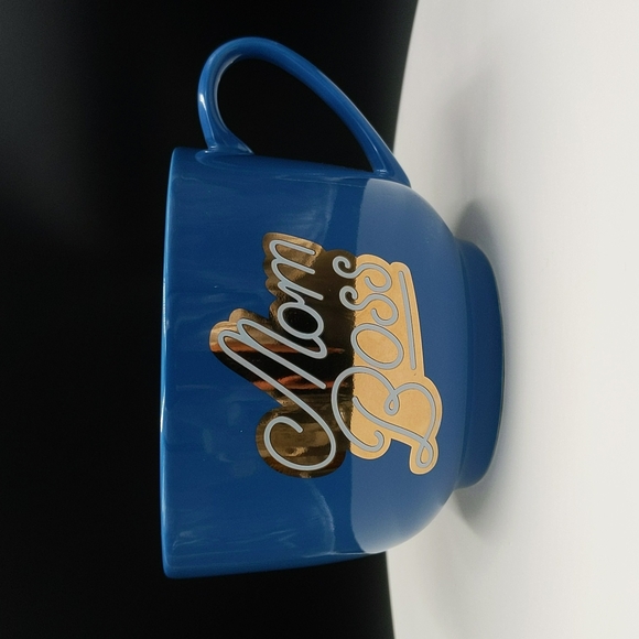 Mom Boss Coffee Tea Mug Paper Source Large Blue Metallic Gold - Picture 4 of 7